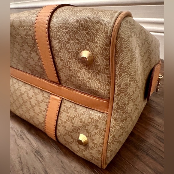 Celine Macadam Boston Bag Beige / Light Brown Coated Canvas - Picture 12 of 16